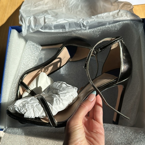 Stuart Weitzman Nudistsong Sandals / Heels in Pewter Glass 100mm - Sz 8 - Picture 7 of 7